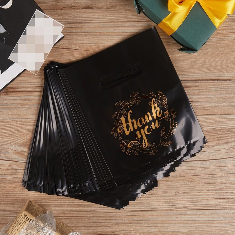 Wishop 100-Piece Black Thank You Gift Bags - Party Favors (6.3x7.9 Inches) - Image 4